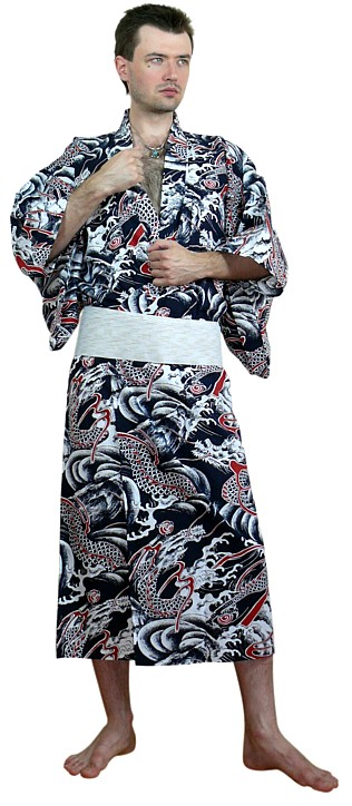 японская юката ( халат из хлопка)  и японский традиционный пояс оби