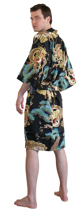 мужской короткий халат-кимоно ТЕН-РЮ, хлопок 100%, Япония