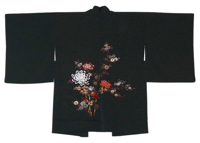 японский женский шелковый жакет- хаори с авторским рисунком, 1950-е гг.