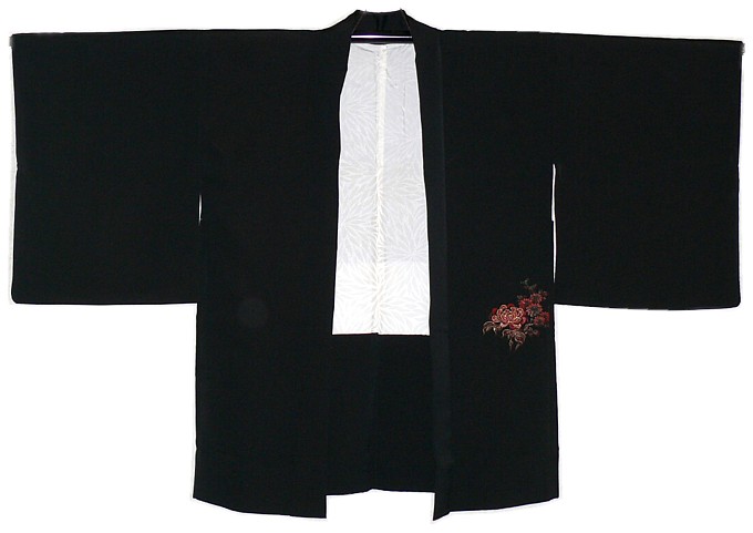 японский женский шелковый жакет- хаори с авторским рисунком, 1950-е гг.