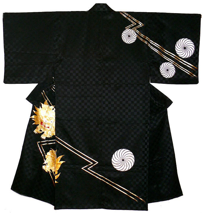 японское  кимоно с авторским рисунком, винтаж, 1960-е гг.