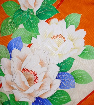 деталь рисунка ткани японского кимоно