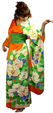 японское шелковое праздничное кимоно, винтаж