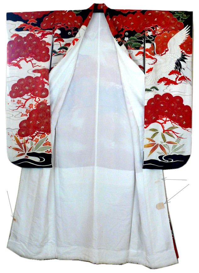 японское старинное кимоно. подкладка