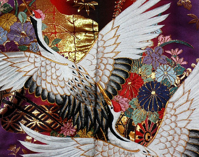 японское традиционное кимоно-накидка. деталь ткани