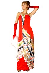 вечернее платье из винтажного шелкового кимоно, Япония