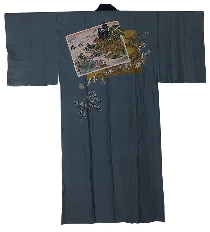 японское  шелковое мужское кимоно, винтаж