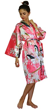 халатик-кимоно из иск. шелка, сделано в Японии