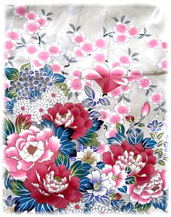 рисунок шелковой ткани японского кимоно