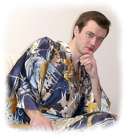 мужской шелковый халат-кимоно